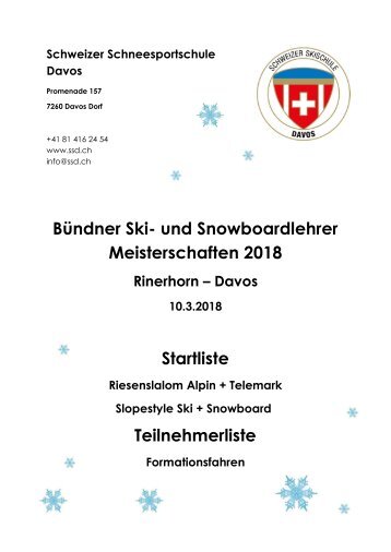 Startliste Bünder Ski- und Snowboardlehrer Meisterschaften 2018