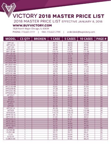 2018 Catalog Price list 