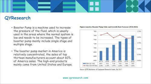 QYResearch: The America market for Booster Pump is expected to reach about 1113 million USD by 2021