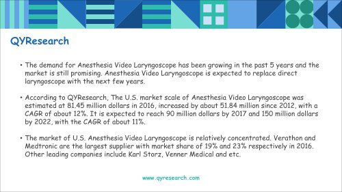 QYResearch: The U.S. market of Anesthesia Video Laryngoscope is expected to reach 150 million dollars by 2022