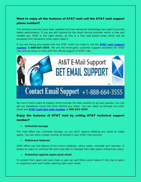 AT&amp;T mail support phone number 1-888-664-3555