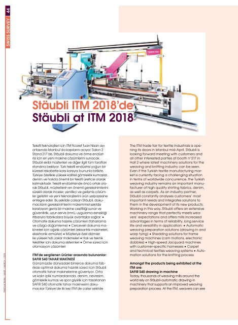 Tekstil Teknik Dergisi Mart 2018 Sayısı