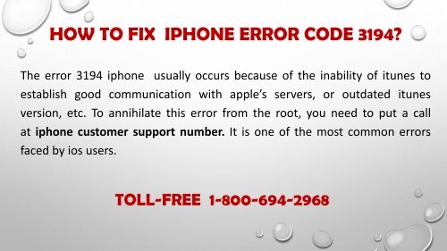 Toll-Free 1-800-694-2968 How To Fix  iPhone Error Code 3194