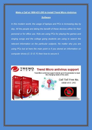 Trend Micro Support Phone Number 1800-431-295