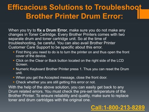 Call 1-800-610-6962 to Brother Printer Drum Error