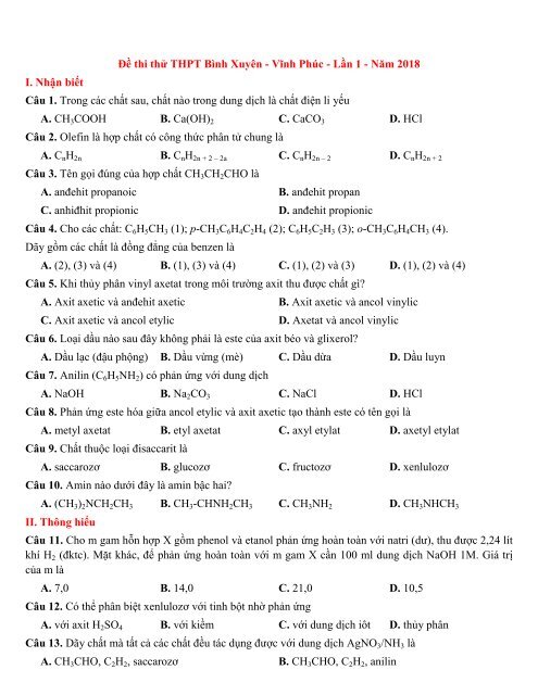 50 đề thi thử thpt quốc gia năm 2018 môn hóa học có đáp án của các trường trong cả nước (post of Tài liệu ôn thi)