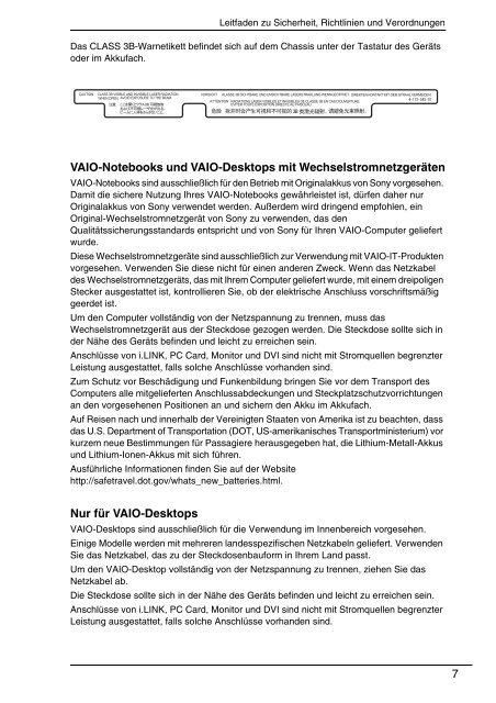 Sony VPCEE2E1E - VPCEE2E1E Documents de garantie Allemand