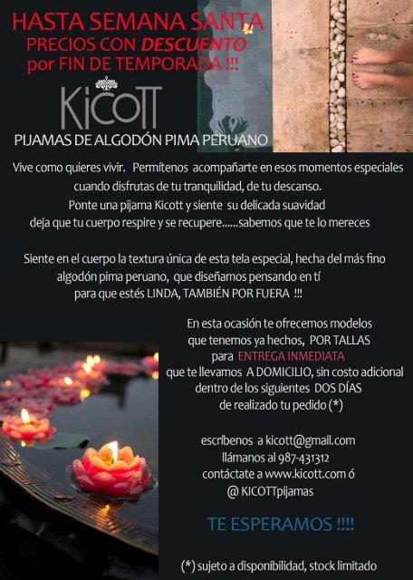 # 30 D Catálogo Pijamas Kicott Descuentos Marzo 2018