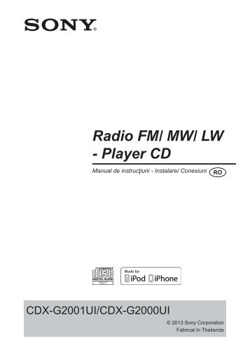 Sony CDX-G2001UI - CDX-G2001UI Guide d'installation Roumain