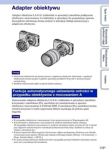 Sony NEX-C3D - NEX-C3D Consignes d&rsquo;utilisation Polonais