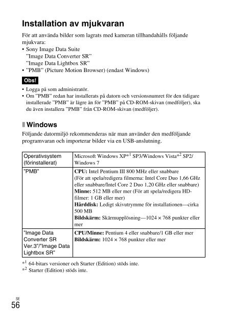 Sony NEX-C3D - NEX-C3D Consignes d&rsquo;utilisation Su&eacute;dois