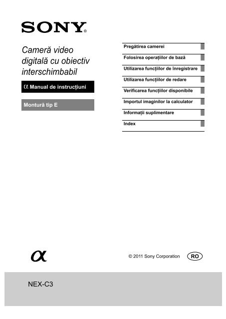 Sony NEX-C3D - NEX-C3D Mode d'emploi Roumain