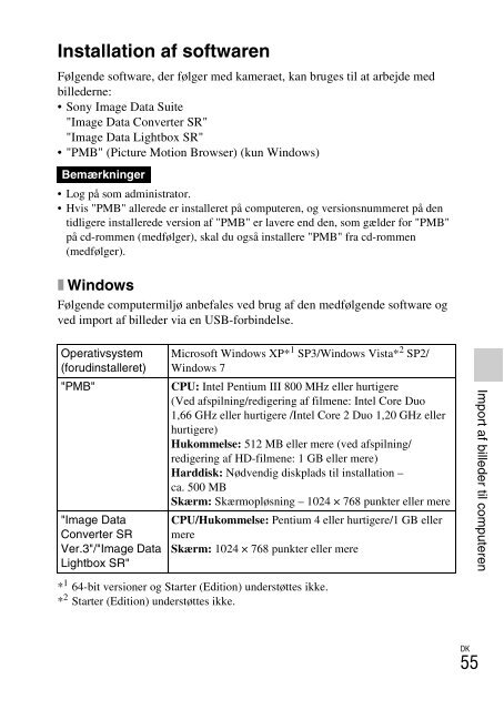 Sony NEX-C3D - NEX-C3D Consignes d&rsquo;utilisation Danois