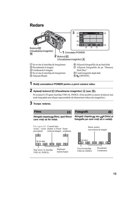 Sony DCR-SR190E - DCR-SR190E Guide de mise en route Roumain