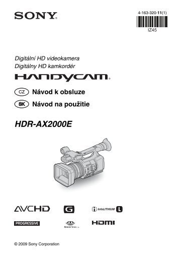 Sony HDR-AX2000E - HDR-AX2000E Consignes dâutilisation Slovaque