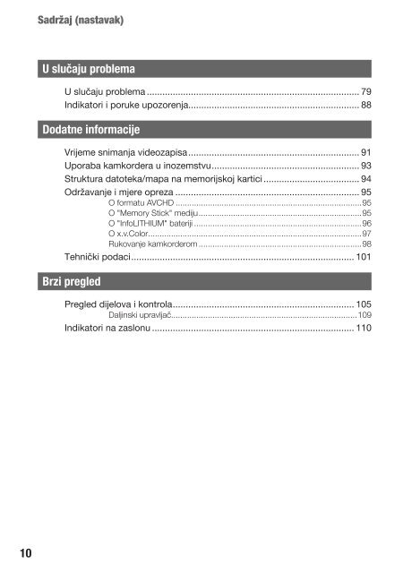 Sony HDR-AX2000E - HDR-AX2000E Consignes d&rsquo;utilisation Croate