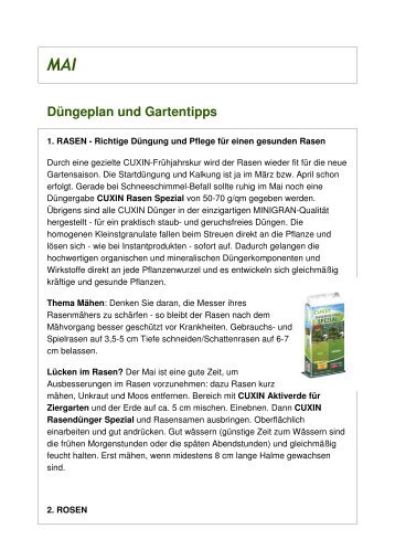 Düngeplan und Gartentipps