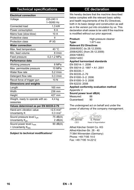 Karcher Nettoyeur haute pression K 214 + T50 - manuals