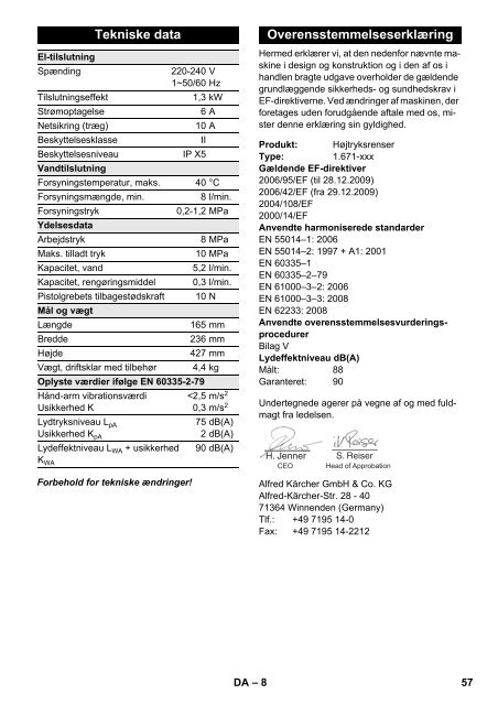 Karcher Nettoyeur haute pression K 214 + T50 - manuals