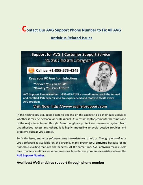 AVG Support Phone Number 1-855-675-4245