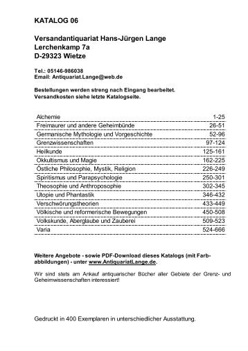 Occulta-Antiquariats-Katalog 6