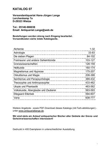 Occulta-Antiquariats-Katalog 7