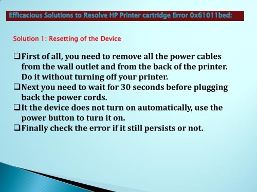 Fix HP Printer Cartridge Error 0x61011bed