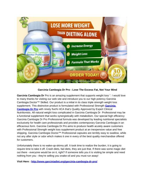garcinia cambogia what not required