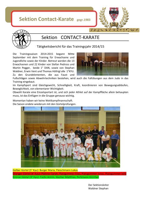 Geschichte der Sektion Contact-Karate ab1997