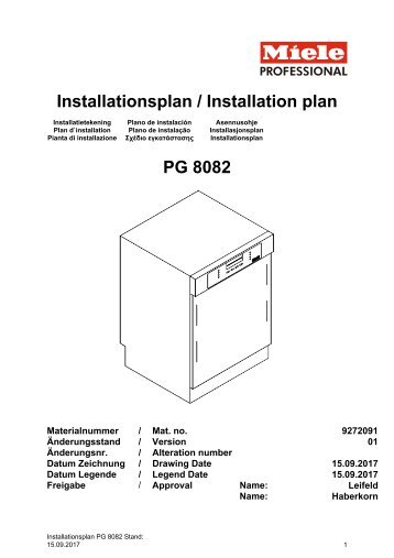 Miele PG 8132 SCi - Installation plan