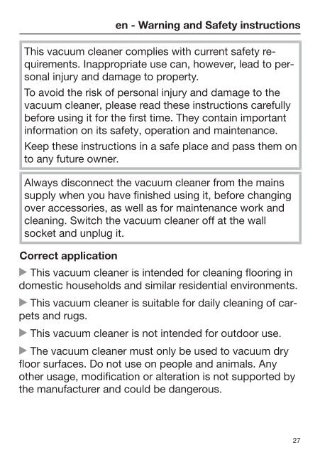 Miele Dynamic U1 Allergy PowerLine - SHCF3 - Istruzioni d'uso