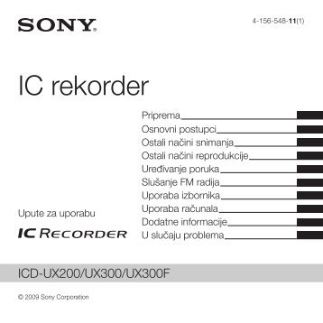 Sony ICD-UX300F - ICD-UX300F Istruzioni per l'uso Croato