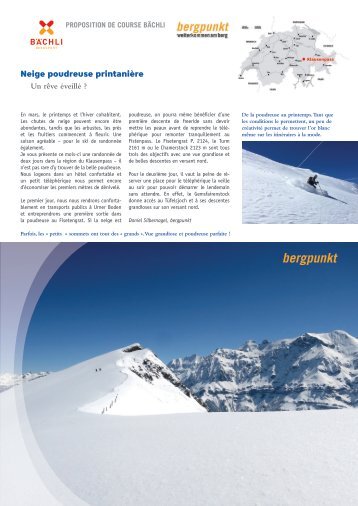 Proposition de sorti 03.2018 - Neige poudreuse printanière