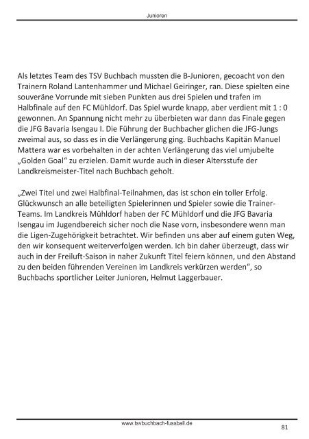 Stadionzeitung TSV Buchbach - SpVgg Greuther Fürth II