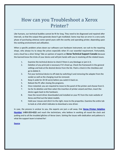 How can you Troubleshoot a Xerox Printer?