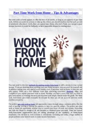 Part Time Work from Home – Tips & Advantages