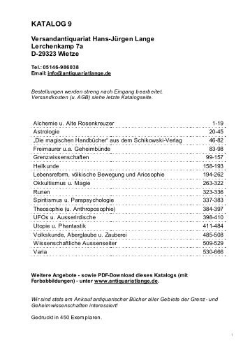 Occulta-Antiquariats-Katalog 9