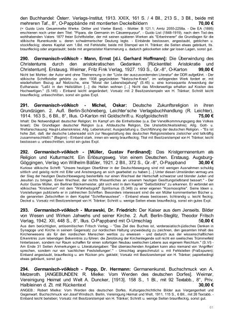 Occulta-Antiquariats-Katalog 13.1 Heinrich Tränker