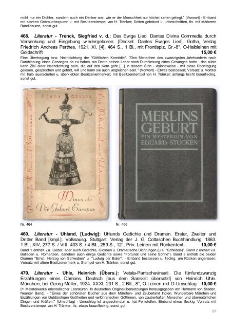 Occulta-Antiquariats-Katalog 13.1 Heinrich Tränker