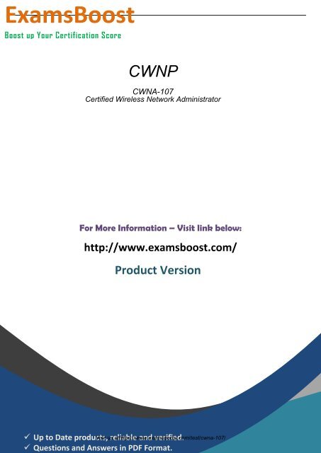 CWNP CWNA-107 Free PDF Training Guides 2018