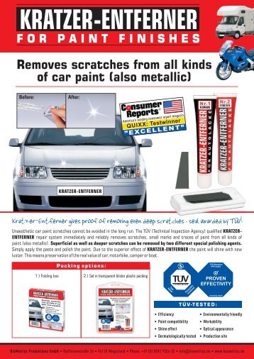 KRATZER-ENTFERNER Removes scratches from all kinds of car paint
