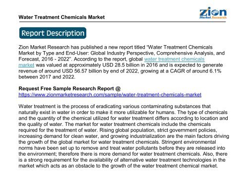 Global Water Treatment Chemicals Market, 2017 – 2023