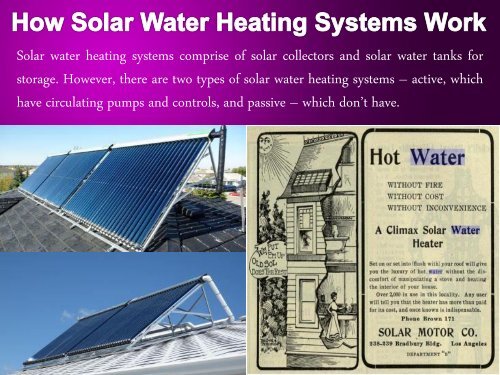 How Solar Water Heating Systems Work