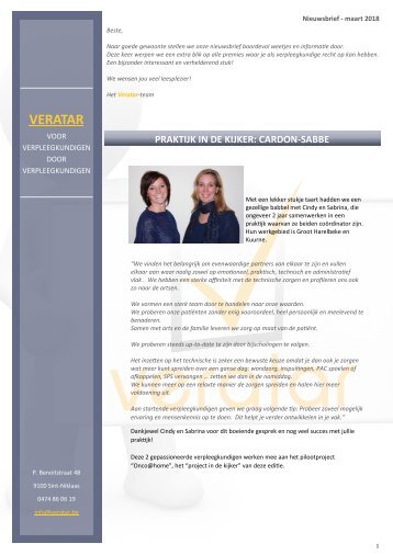 Nieuwsbrief Veratar maart 2018