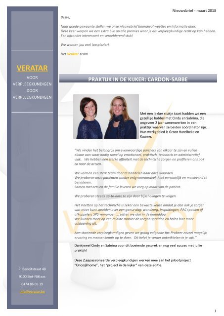 Nieuwsbrief Veratar maart 2018