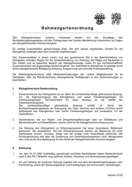 Rahmengartenordnung - Kreisverband der Gartenfreunde