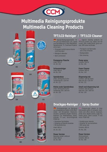 Multimedia Reinigungsprodukte Multimedia Cleaning Products