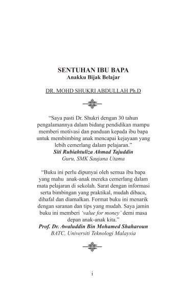 ANAKKU BIJAK BELAJAR SENTUHAN IBU BAPA - EDISI JIMAT - DR SHUKRI ABDULLAH (2008)