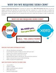 WHY DO WE REQUIRE XERO CRM?