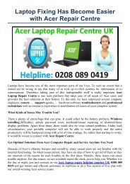 Laptop Fixing Has Become Easier with Acer Repair Centre